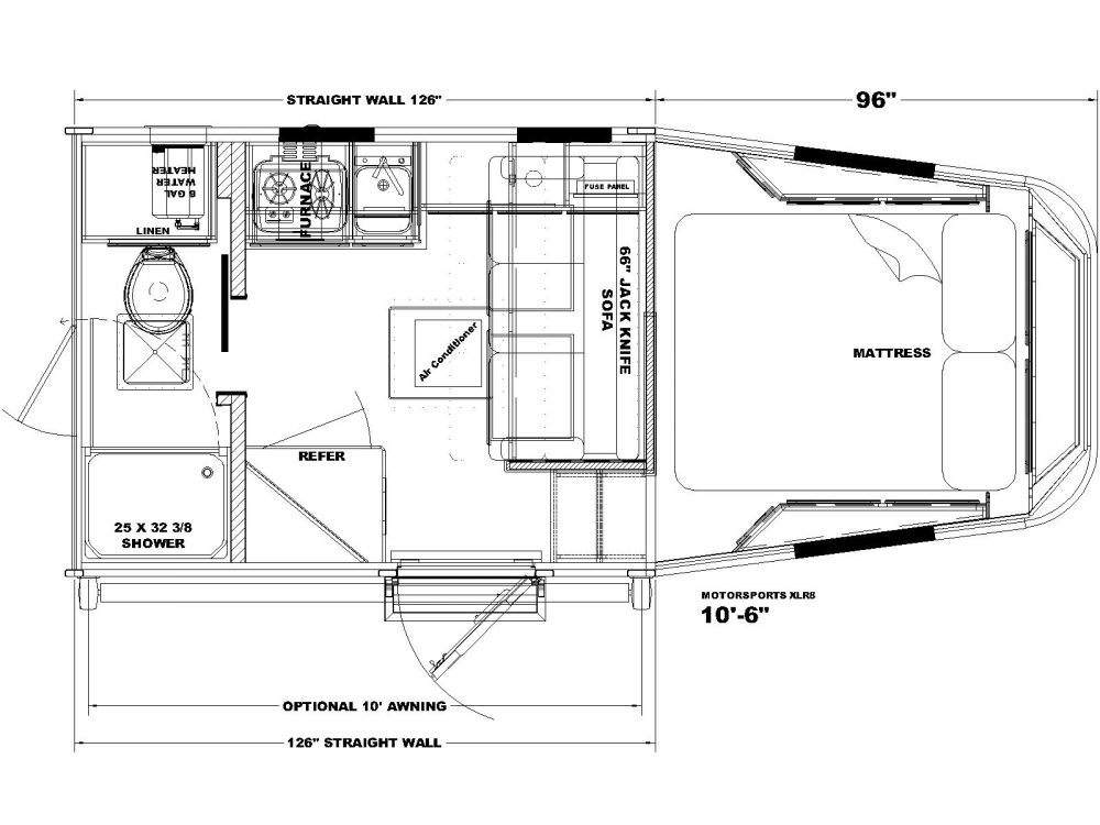 10'-6'' Motorsport XLR8 Floor plan