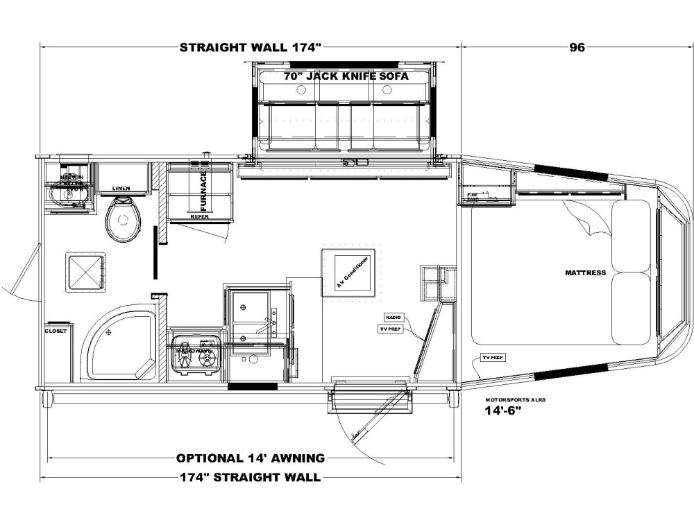 14'-6'' Motorsport XLR8 Floor plan