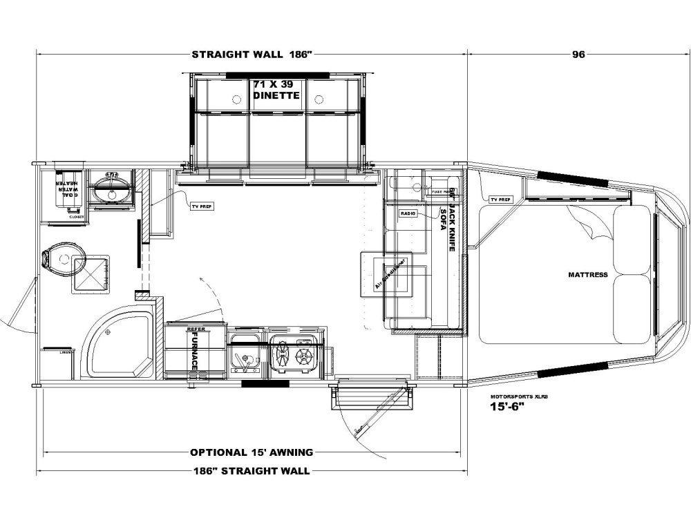 15'-6'' Motorsport XLR8 Floor plan
