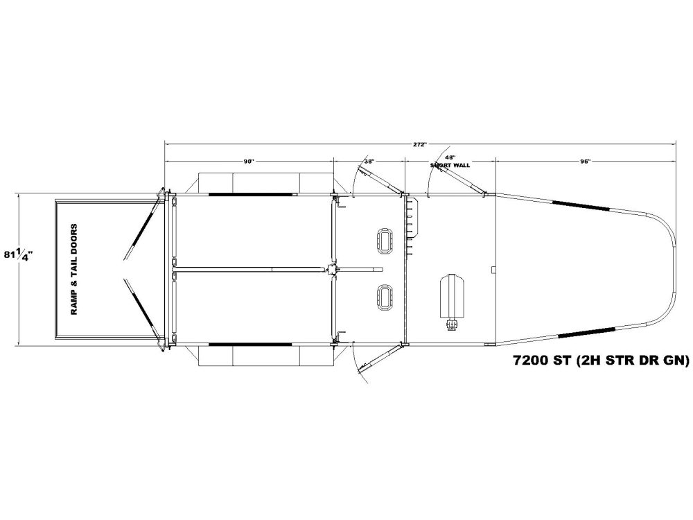 7200 ST (2H STR DR GN) 2 Horse straight load with dressing room Freedom floo rplan