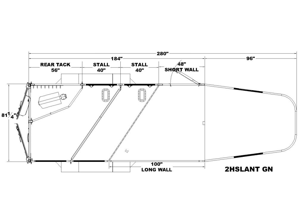 Bronco 2HSLGN 2 Horse Slant Load Gooseneck floor plan
